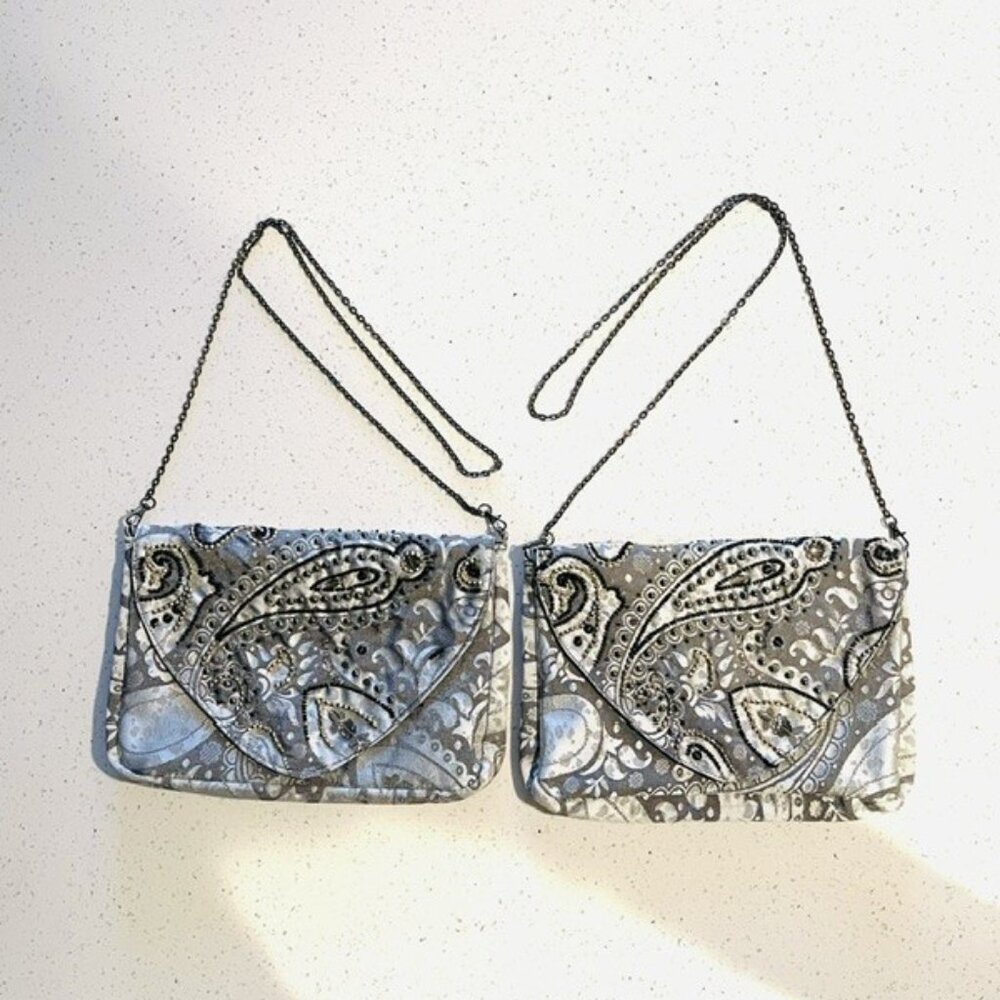Two New Silvery-Grey Beaded Evening Bags - Clutch - Handbag